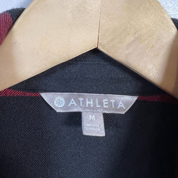 Athleta Heat Gen Flannel 2.0 Shirt Size Medium Canyon Red Black Buffalo Check - Picture 3 of 11
